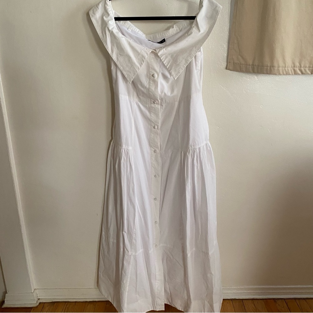 Karen Millen White Button-Front Off-Shoulder Summer Dress